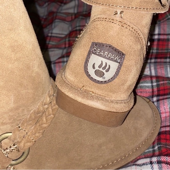 Bearpaw Adele Hickory Braided Brown Tan Suede Wool Lined Snow Winter Boots 6 NWT - Picture 12 of 17